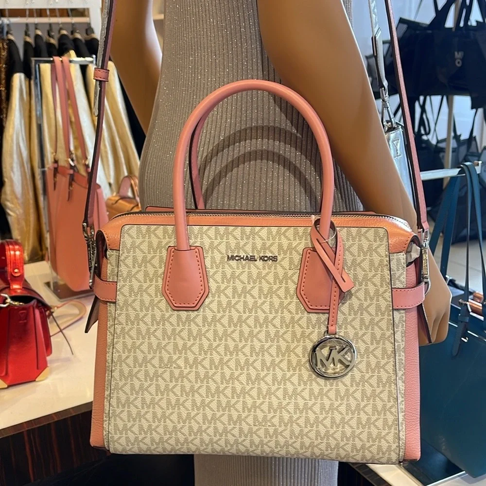 MICHAEL KORS
Mercer Medium Logo and Leather Belted Satchel
Primrose Multi 
NWT - Picture 2 of 16